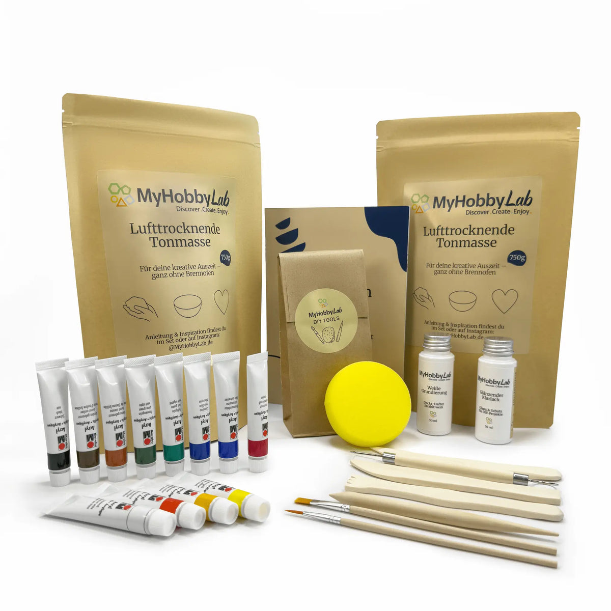 Komplettes Töpferset für Zuhause mit klassischen Farben und Zubehör